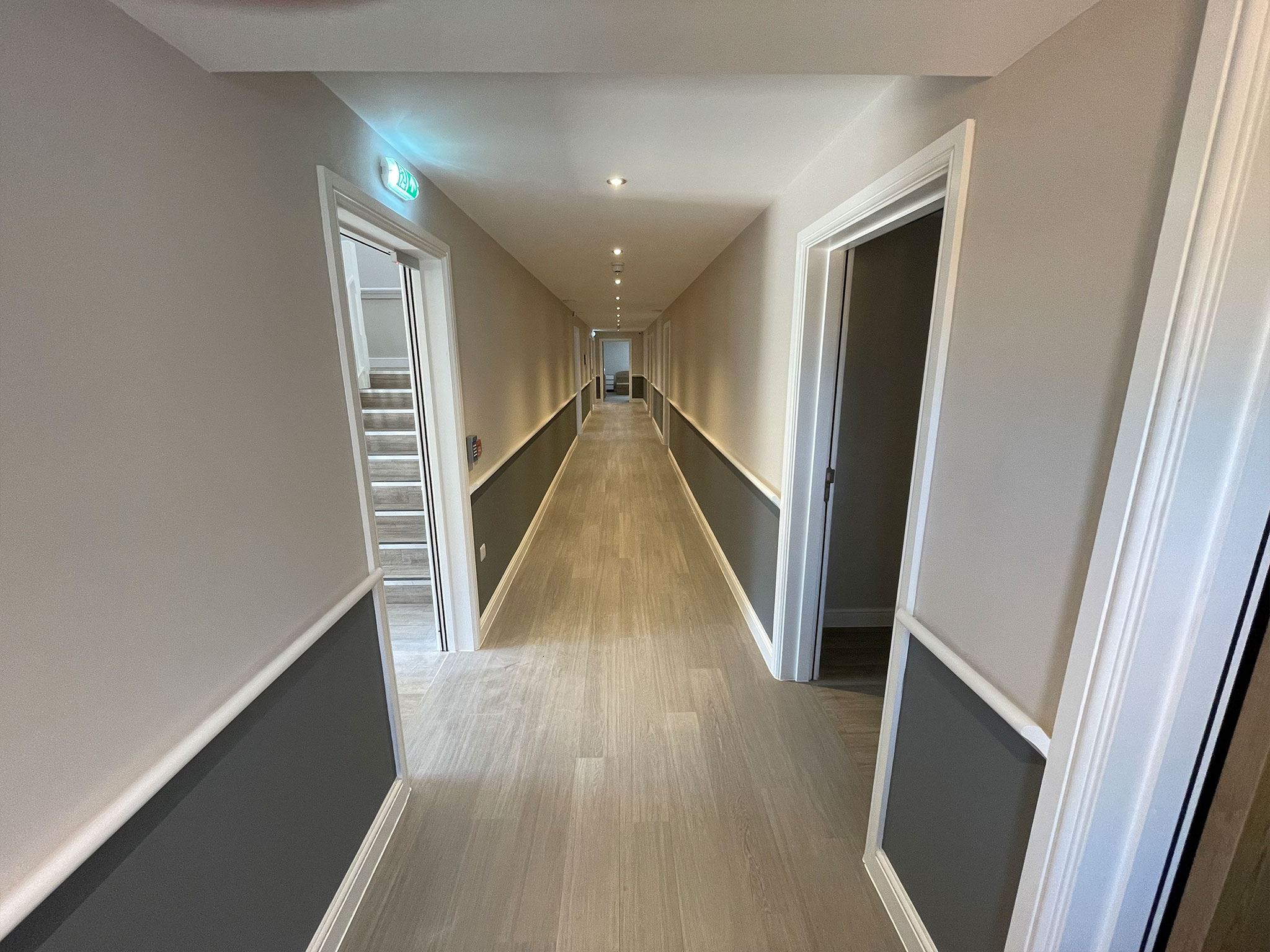 Painted office hallway.